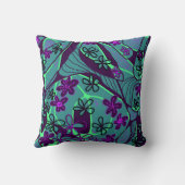 マクシマリストフローラニューロアート – ティール(緑がかった色)パープルブラック クッション (裏面)