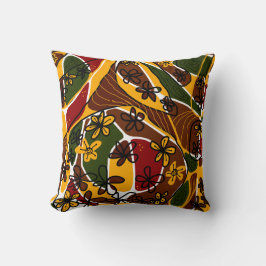 マクシマリストフローラニューロアート – ブラウンイエローグリーン クッション