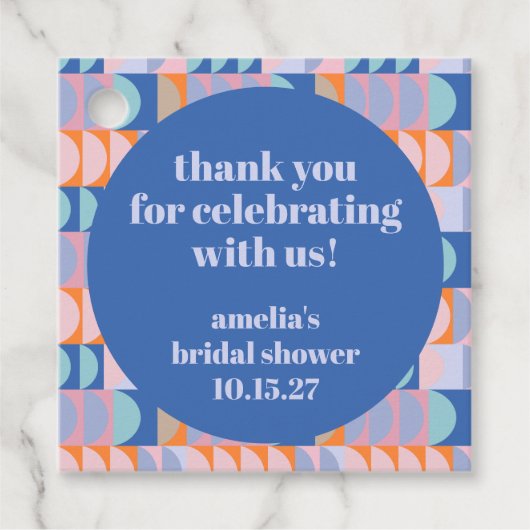 マクシマリストブルーパープルカスタムブライダルシャワー感謝してい フェイバータグ (正面)