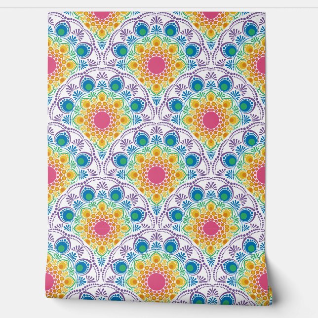 マクシマリストレインボーフローラ噴水アールデコ 壁紙 (ほどく)