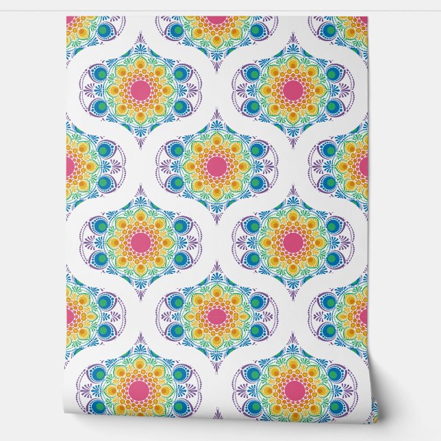 マクシマリストレインボーフローラ噴水レトロオギー 壁紙 (ほどく)