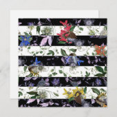 マクシマリストヴィンテージ花白黒ストライプ サンキューカード (正面/裏面)