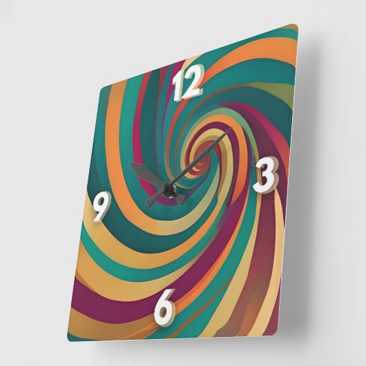 マクシマリスト宝石スパイラル旋回デザイン文 スクエア壁時計 (傾斜)