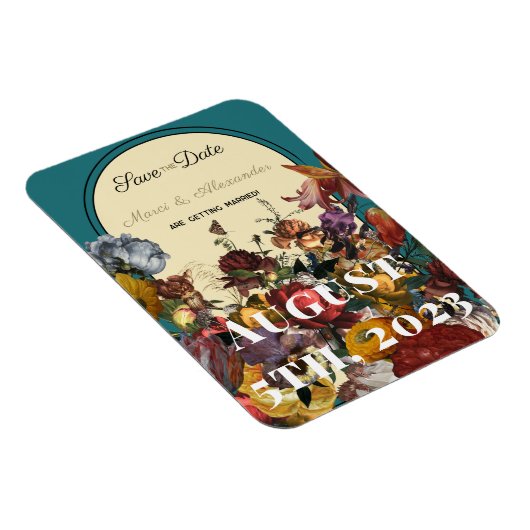 マクシマリスト宝石トーンウェディング日付を保存 マグネット (右側)