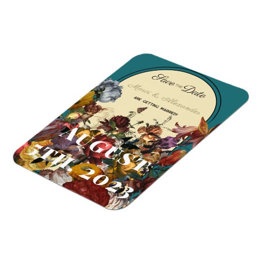 マクシマリスト宝石トーンウェディング日付を保存 マグネット (左側)