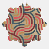 マクシマリスト幾何ティール（緑がかった色）クリスマスフォト オーナメントカード (裏面)