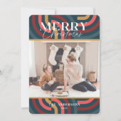 マクシマリスト幾何ティール（緑がかった色）クリスマスフォト 招待状 (正面)