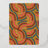 マクシマリスト幾何ティール（緑がかった色）クリスマスフォト 箔招待状 (裏面)