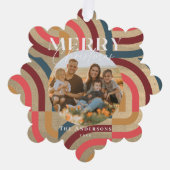 マクシマリスト幾何学金ゴールドクリスマスフォト オーナメントカード (正面)