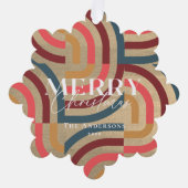 マクシマリスト幾何学金ゴールドクリスマスフォト オーナメントカード (正面)