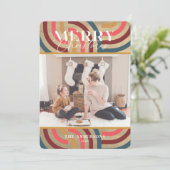 マクシマリスト幾何学金ゴールドクリスマスフォト 招待状 (スタンド正面)