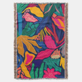 マクシマリスト明るいカラフル花のパターン冬 スローブランケット (正面縦)