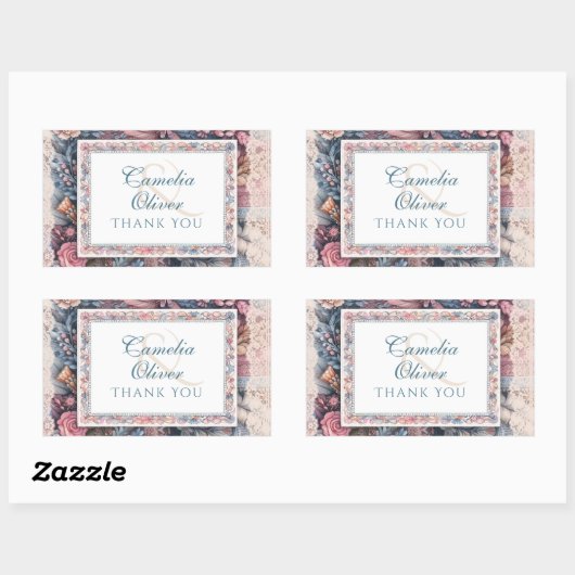 マクシマリスト結婚式の引き出物ギフトヴィンテージフローラ 長方形シール (シート)