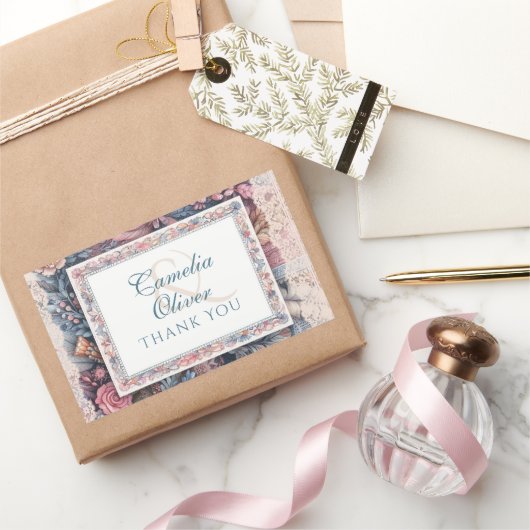 マクシマリスト結婚式の引き出物ギフトヴィンテージフローラ 長方形シール (ギフト)