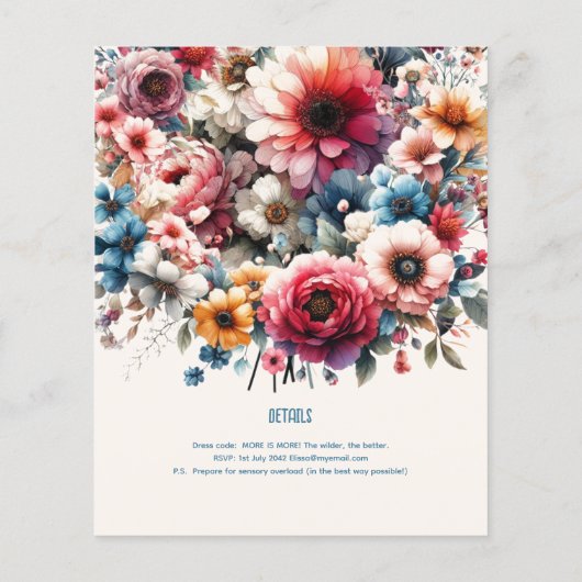 マクシマリスト結婚式招待状フローラテーマ金ゴールド (裏面)