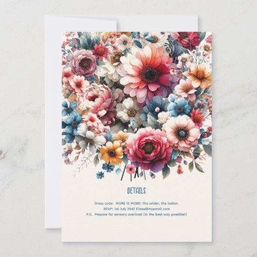 マクシマリスト結婚式招待状フローラテーマ金ゴールド 招待状 (裏面)