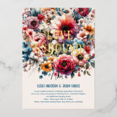 マクシマリスト結婚式招待状フローラテーマ金ゴールド 箔招待状 (正面)