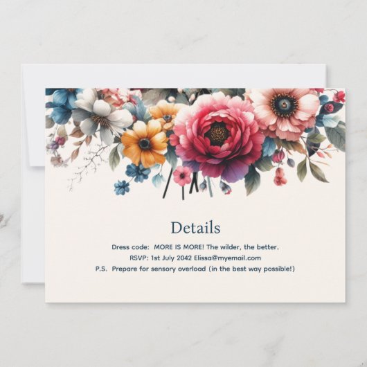 マクシマリスト結婚式招待状フローラレーステーマ 招待状 (裏面)