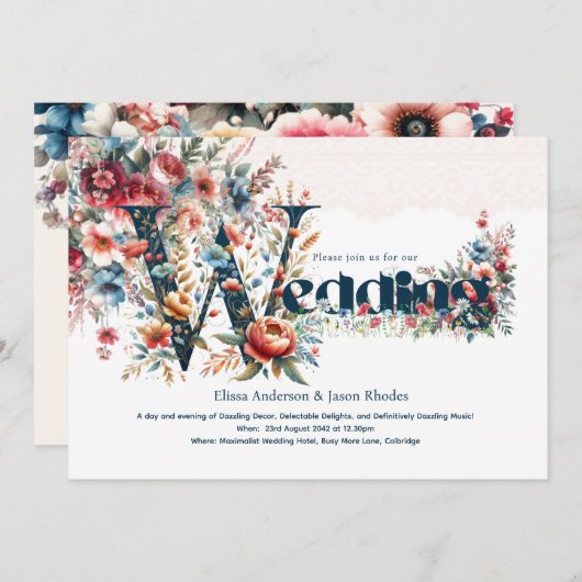 マクシマリスト結婚式招待状フローラレーステーマ 招待状 (正面/裏面)