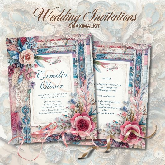 マクシマリスト結婚式招待状忙し装飾品