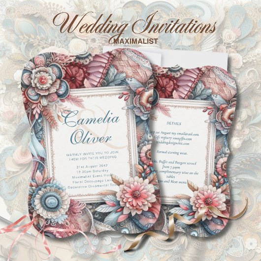 マクシマリスト結婚式招待状忙し装飾品 招待状