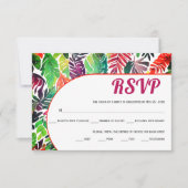 マクシマリスト葉カラフル熱帯緑結婚の 出欠カード (正面)