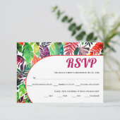 マクシマリスト葉カラフル熱帯緑結婚の 出欠カード (スタンド正面)