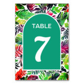 マクシマリスト葉カラフル熱帯都市結婚アーチ テーブルナンバー (裏面)