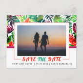 マクシマリスト葉トロピカルフレーム日付を保存 ポストカード (正面)