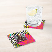 マクシマリスト誕生日写真パターカラフルン スクエアペーパーコースター (インサイチュ)