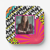 マクシマリスト誕生日写真パターカラフルン ペーパープレート (正面)