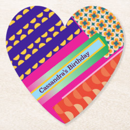マクシマリスト誕生日繰り返しパターカラフルン ペーパーコースター