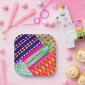 マクシマリスト誕生日繰り返しパターカラフルン ペーパープレート (パーティー)