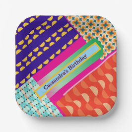マクシマリスト誕生日繰り返しパターカラフルン ペーパープレート