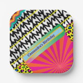 マクシマリスト誕生日繰り返しパターカラフルン ペーパープレート (正面)