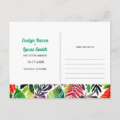 マクシマリス葉トの熱帯アーチ日付を保存 ポストカード (裏面)