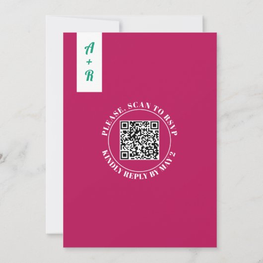 マクシマリス離れト熱帯アーチQRコ結婚ード 招待状 (裏面)