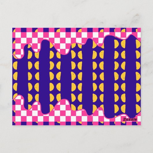 マクシマリズムカラフル誕生日市松模様にフローラ ポストカード (裏面)