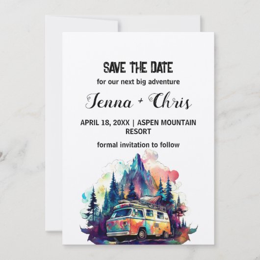 マクシマ素朴リストカンパーマウンテン日付を保存 招待状 (正面)