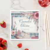 マクシマ結婚リストのヴィンテージフローラ装飾 スタンダードランチョンナプキン (インサイチュ)