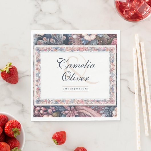 マクシマ結婚リストのヴィンテージフローラ装飾 スタンダードランチョンナプキン (インサイチュ)