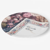 マクシマ結婚リストのヴィンテージフローラ装飾 ペーパープレート (アングル)