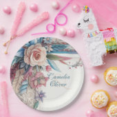 マクシマ結婚リストのヴィンテージフローラ装飾 ペーパープレート (パーティー)