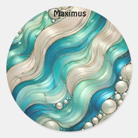 マクシムス～光沢のある青い白い抽象芸術～ ラウンドシール (正面)