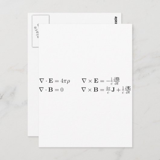 マクスウェルの方程式、微分型枠、CGS ポストカード (正面/裏面)