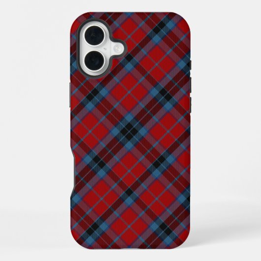 マクタヴィッシュ タータン 赤と青のチェック柄 iPhoneケース (裏面)