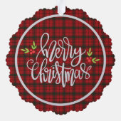 マクドナルドモダンスレースコットランドタータンチェッククリスマス オーナメントカード (裏面)
