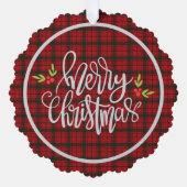 マクドナルドモダンスレースコットランドタータンチェッククリスマス オーナメントカード (正面)