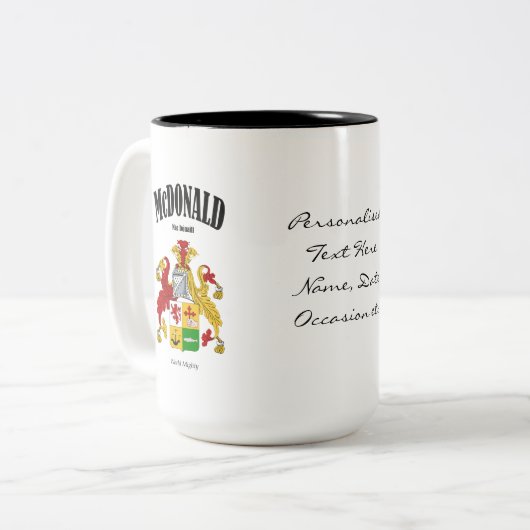 マクドナルド家紋、翻訳と意味 ツートーンマグカップ (正面左)