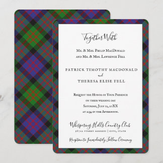 マクドナルド氏族タータン スコットランドの格子縞 招待状